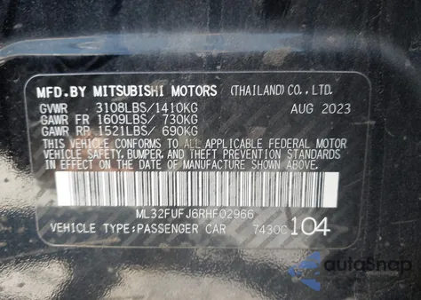 2024 Mitsubishi Mirage G4 Black Edition from USA, damaged, VIN ML32FUFJ6RHF02966